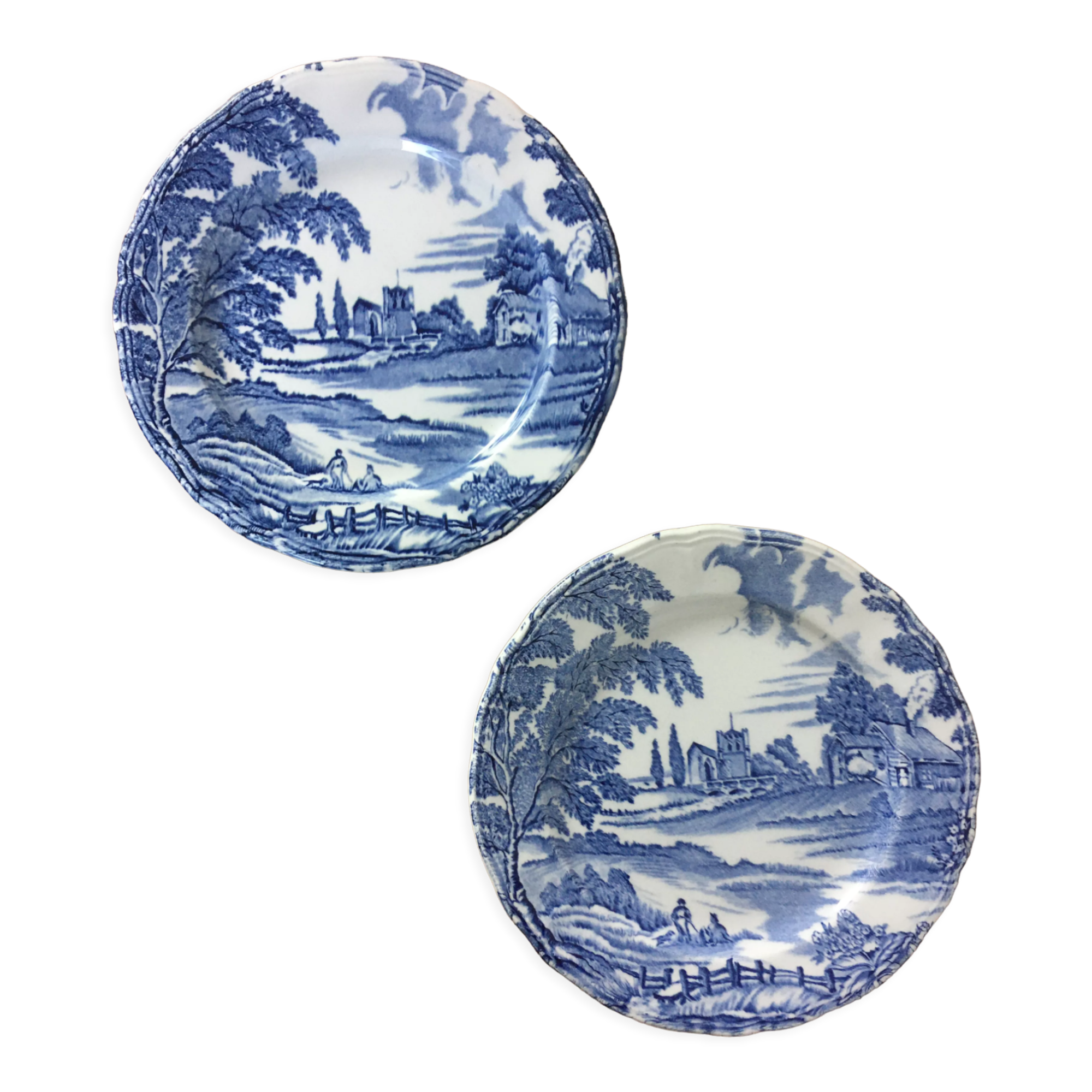 Blue English dessert plates