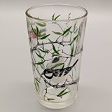 5 small vintage silkscreened bird motif GLASSES 1960/70