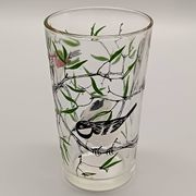 5 verres à décor d'oiseaux sérigraphiés, 1960-1970