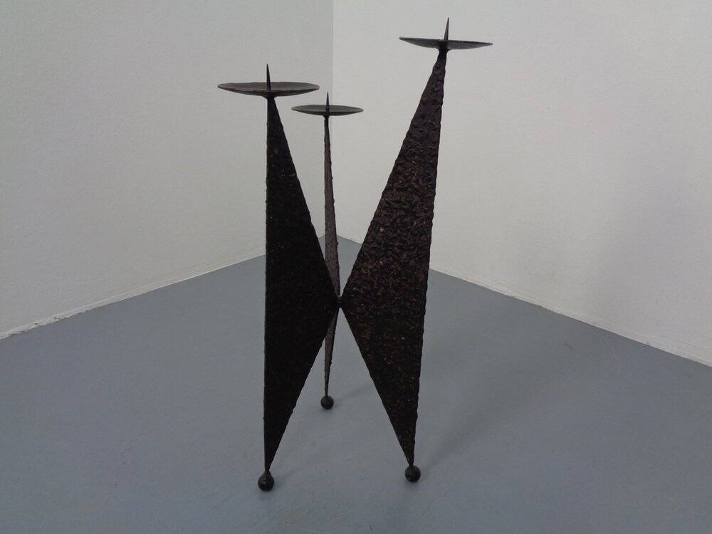 Brutalist German Iron Candleholder, 1960s
