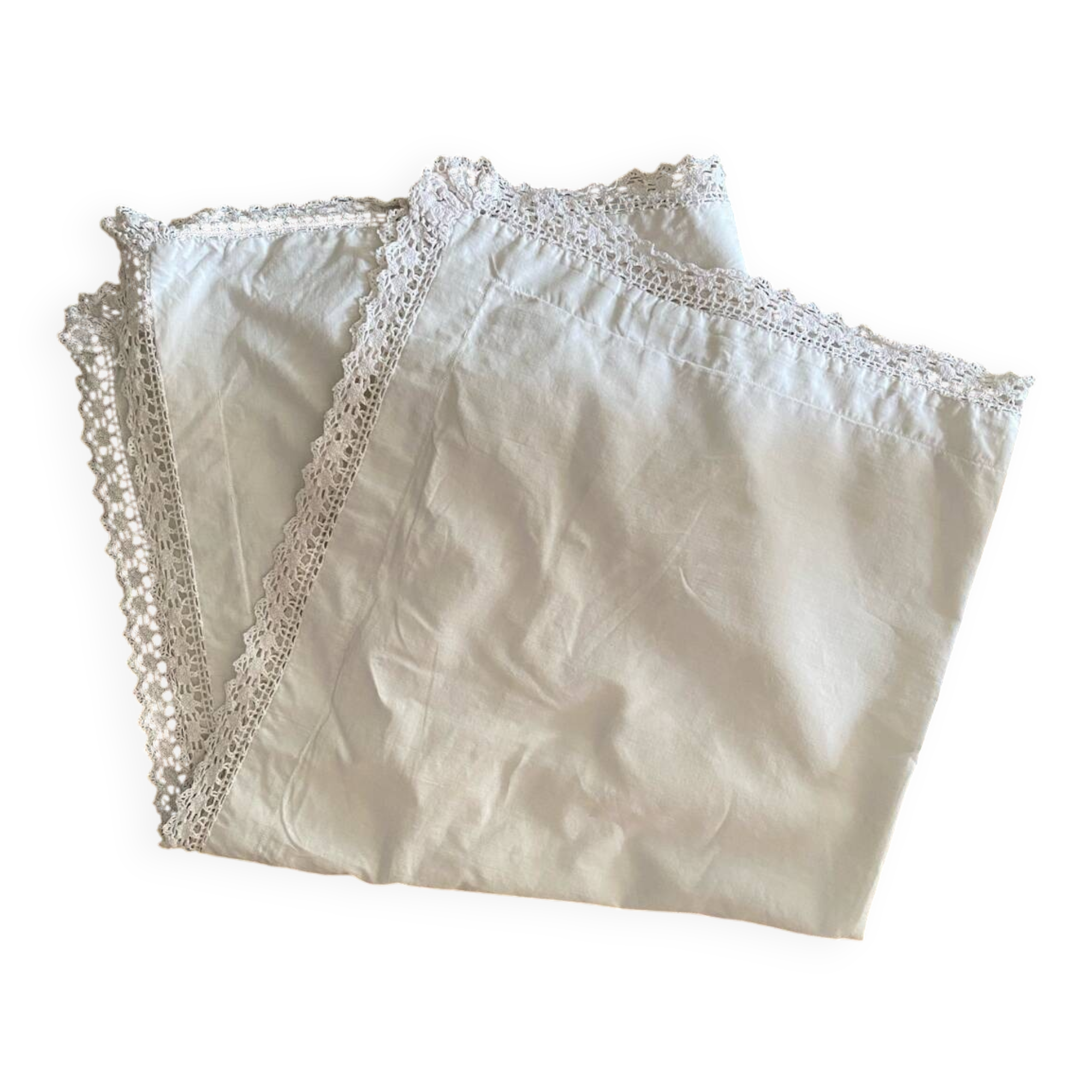 Old cotton and lace pillowcase.