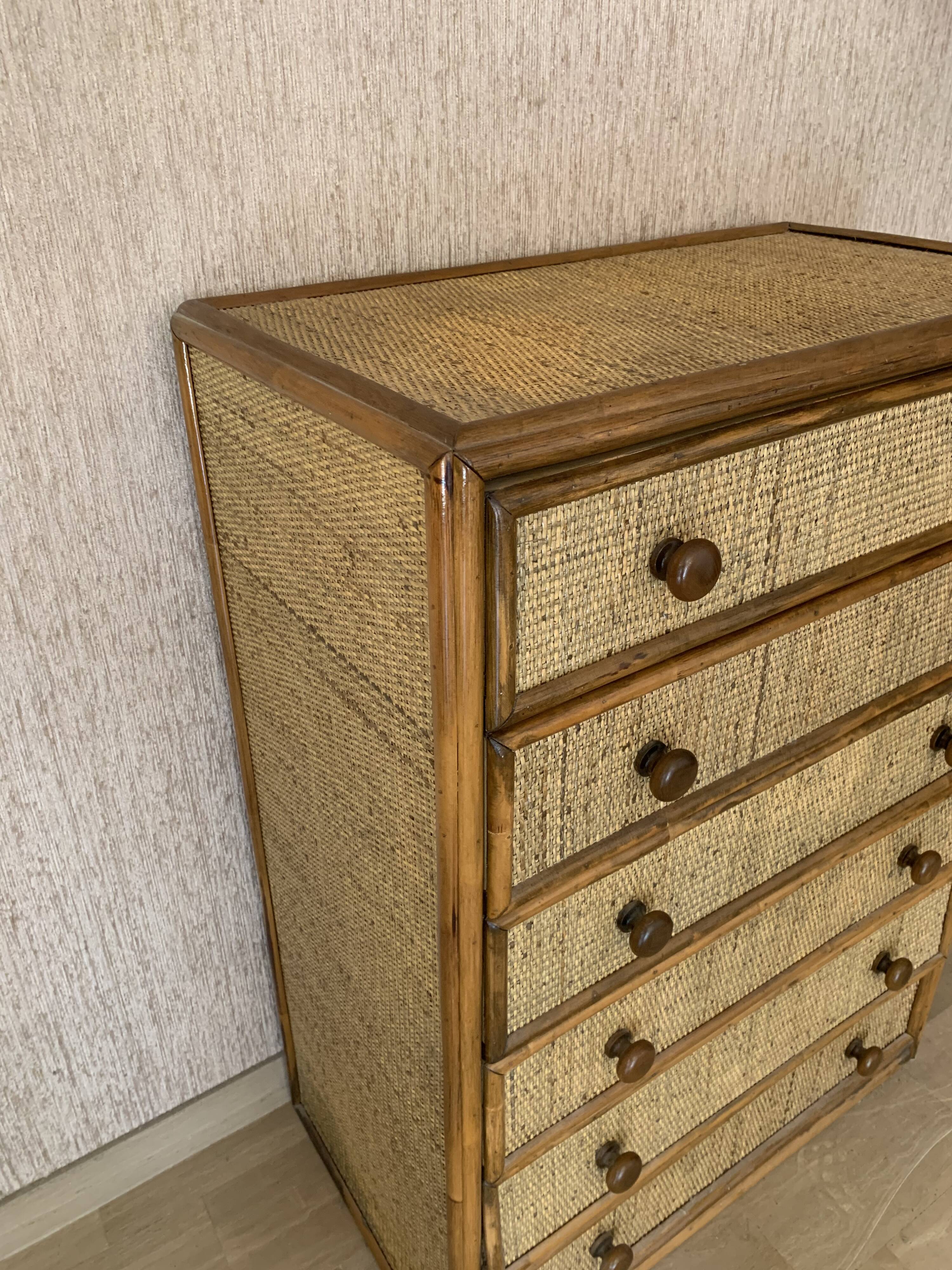Maugrion, chest of drawers rattan  1960