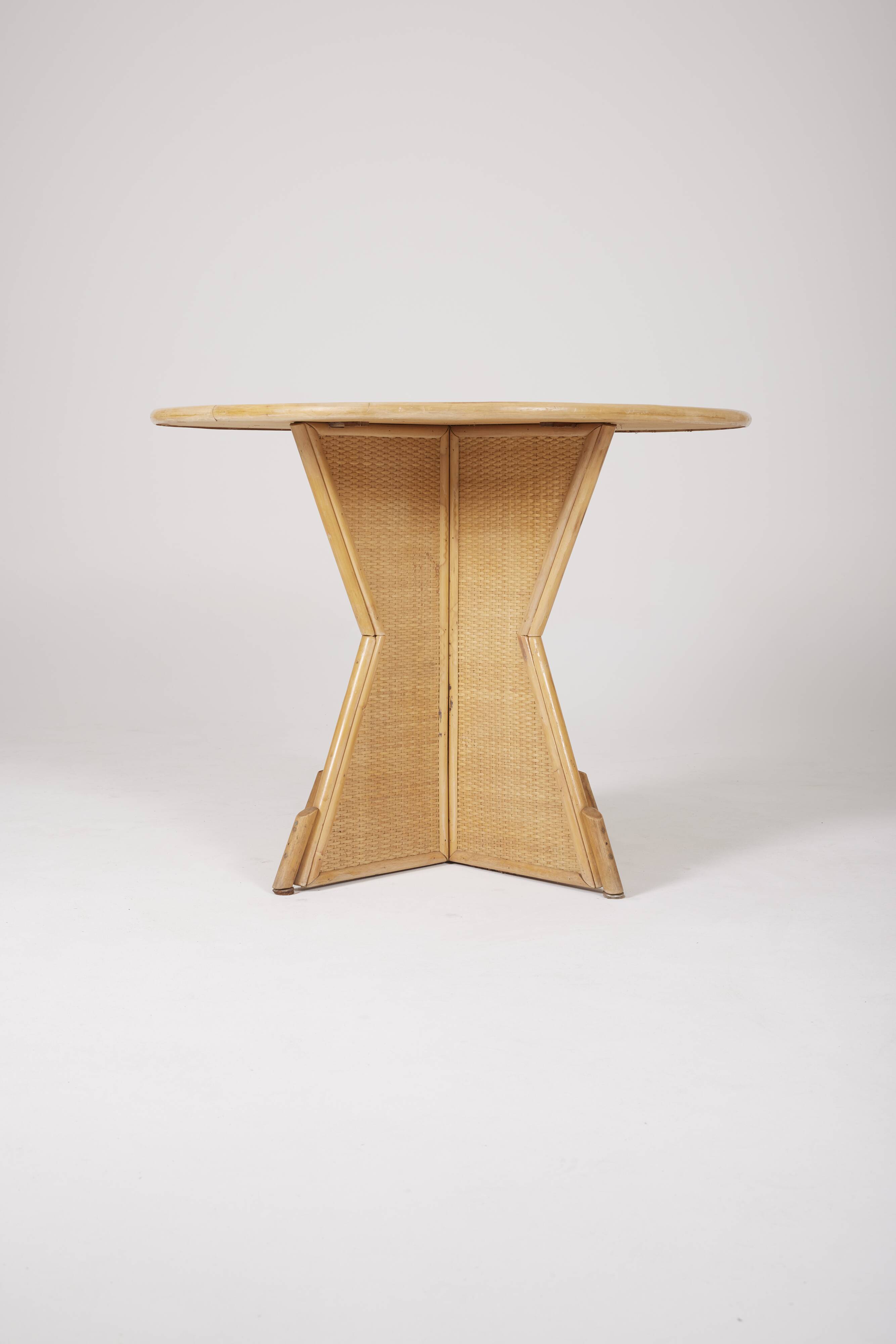 Rattan and wood dining table