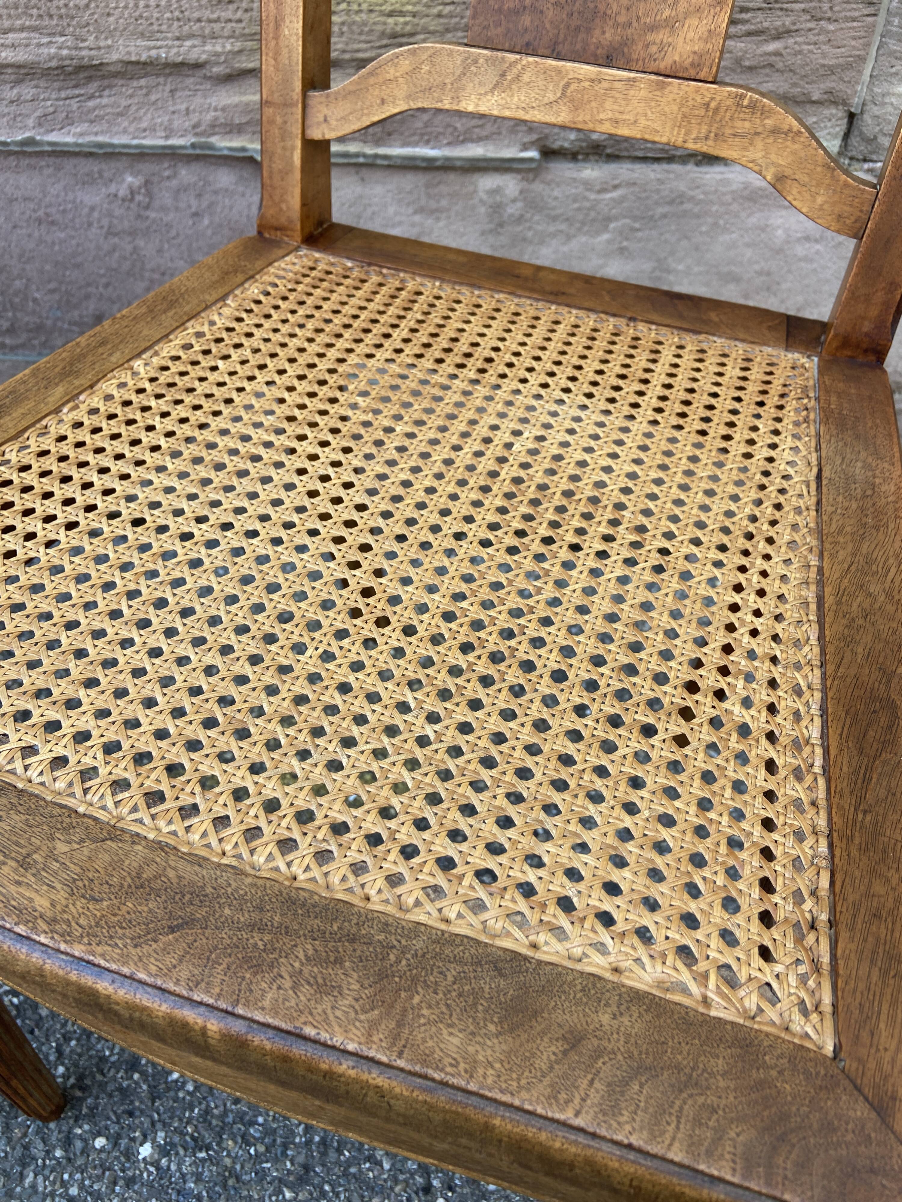 4 chaises noyer cannage Art déco 1930 motif floral French