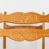 Set of 6 brutalist chairs in oak by Henning Kjaernulf