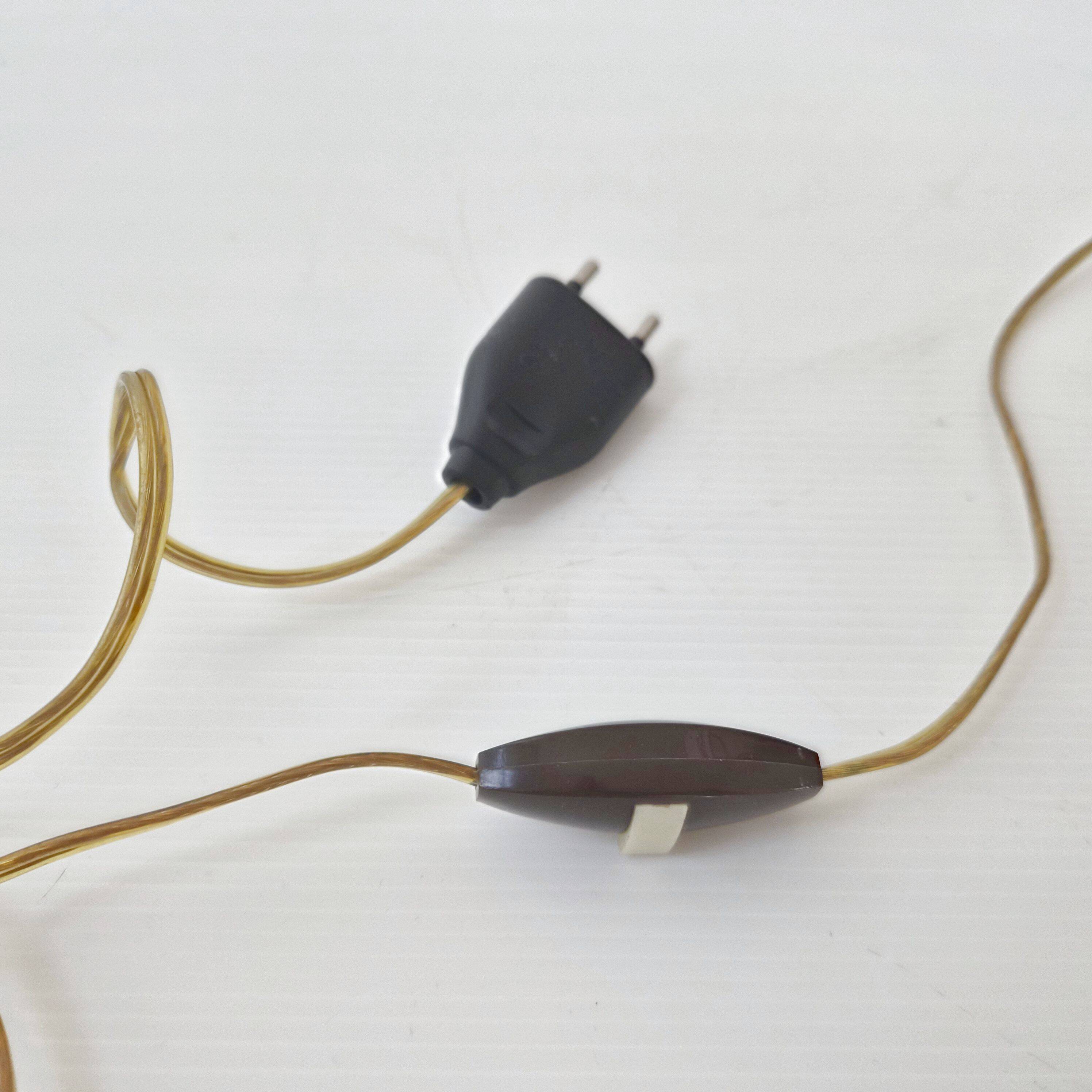 Vintage lamp in burgundy and black leather 1950
