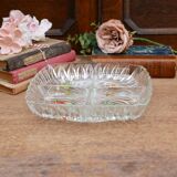 Plateau apéritif vintage en verre compartimenté années 1950