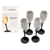 Flutes à champagne LUMINARC • Pied noir • Lot de 4