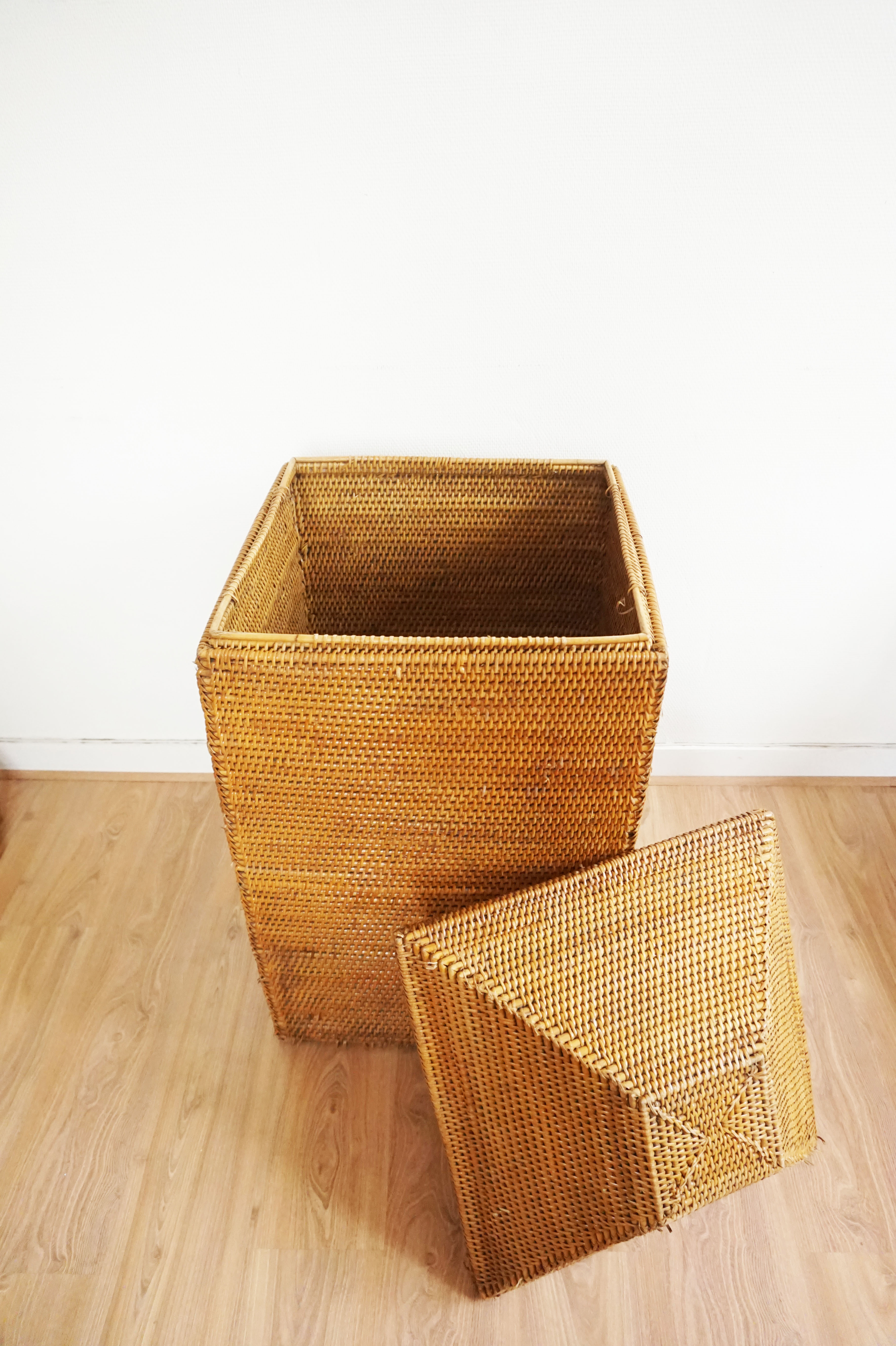 Vintage rattan and wicker storage box