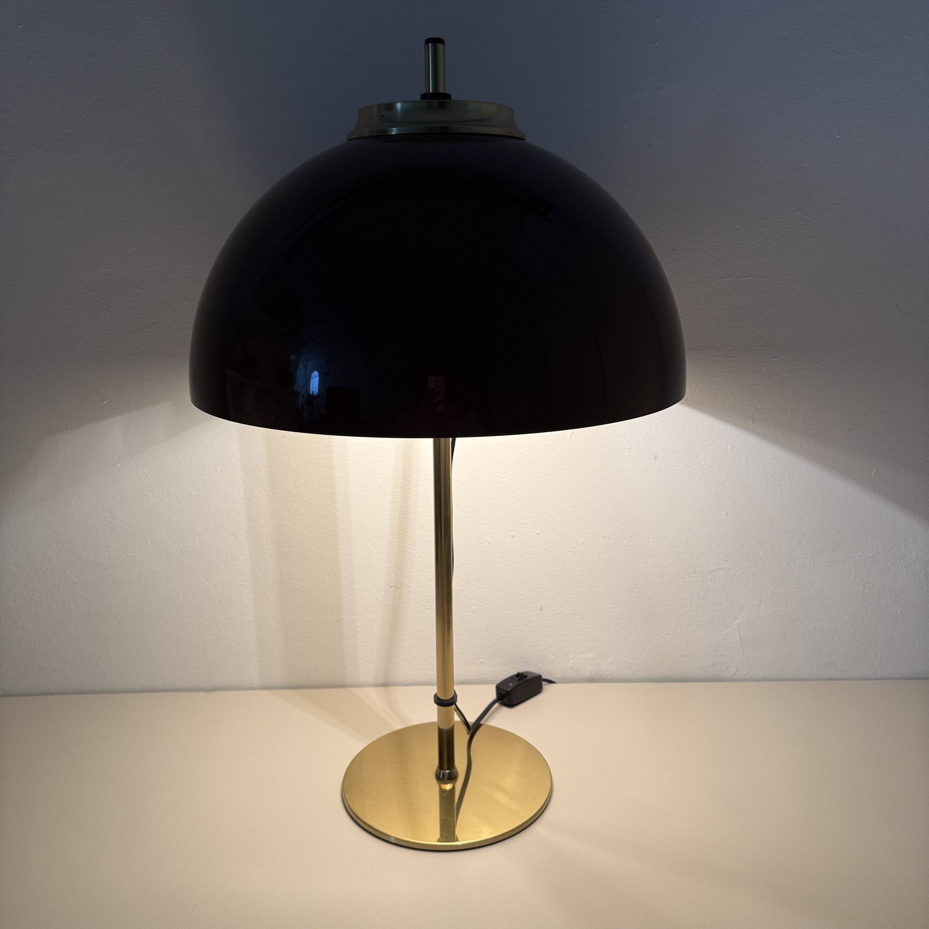 Vintage Mushroom table lamp with gold metal base , 1970s