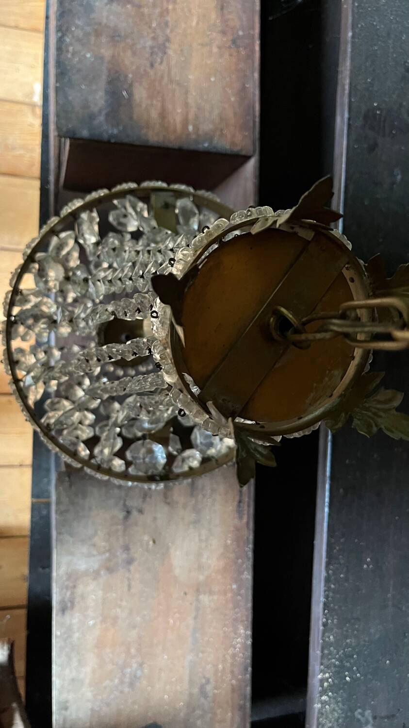 Old brass hot air balloon chandelier with pendants