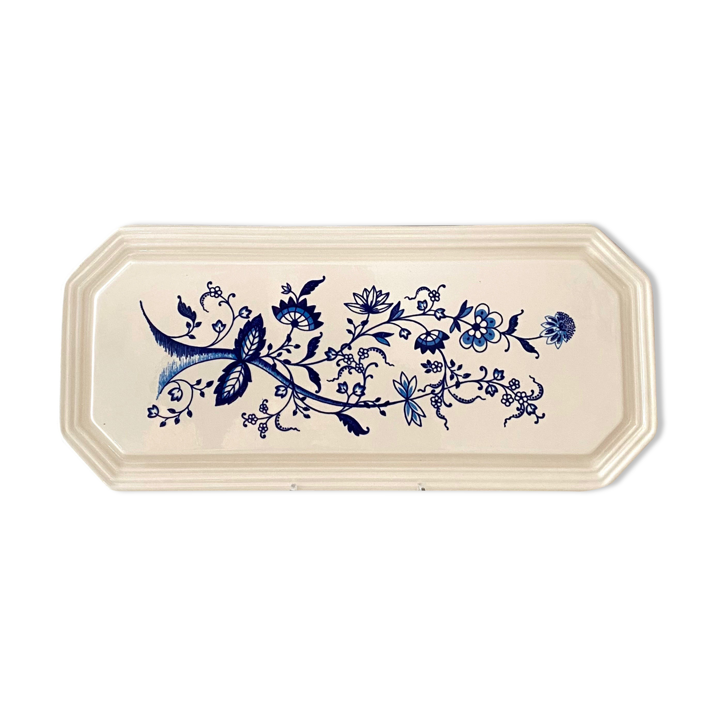 Vintage Cake Plate, Pie Plate, Serving Plate, Blue Beige, Ceramic Herbolzheim,
