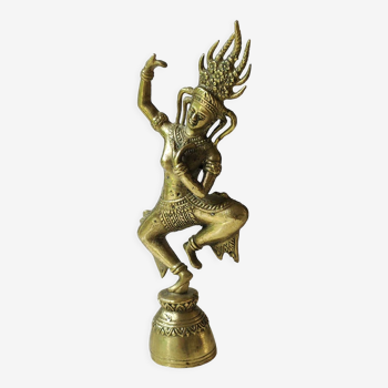 Clochette de table en forme de Danseuse céleste Apsara Khmer, en bronze doré