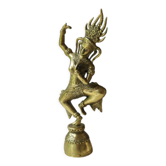 Table bell in the shape of Celestial Dancer Apsara Khmer, gilded bronze