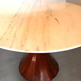 Marble and rosewood round dining table