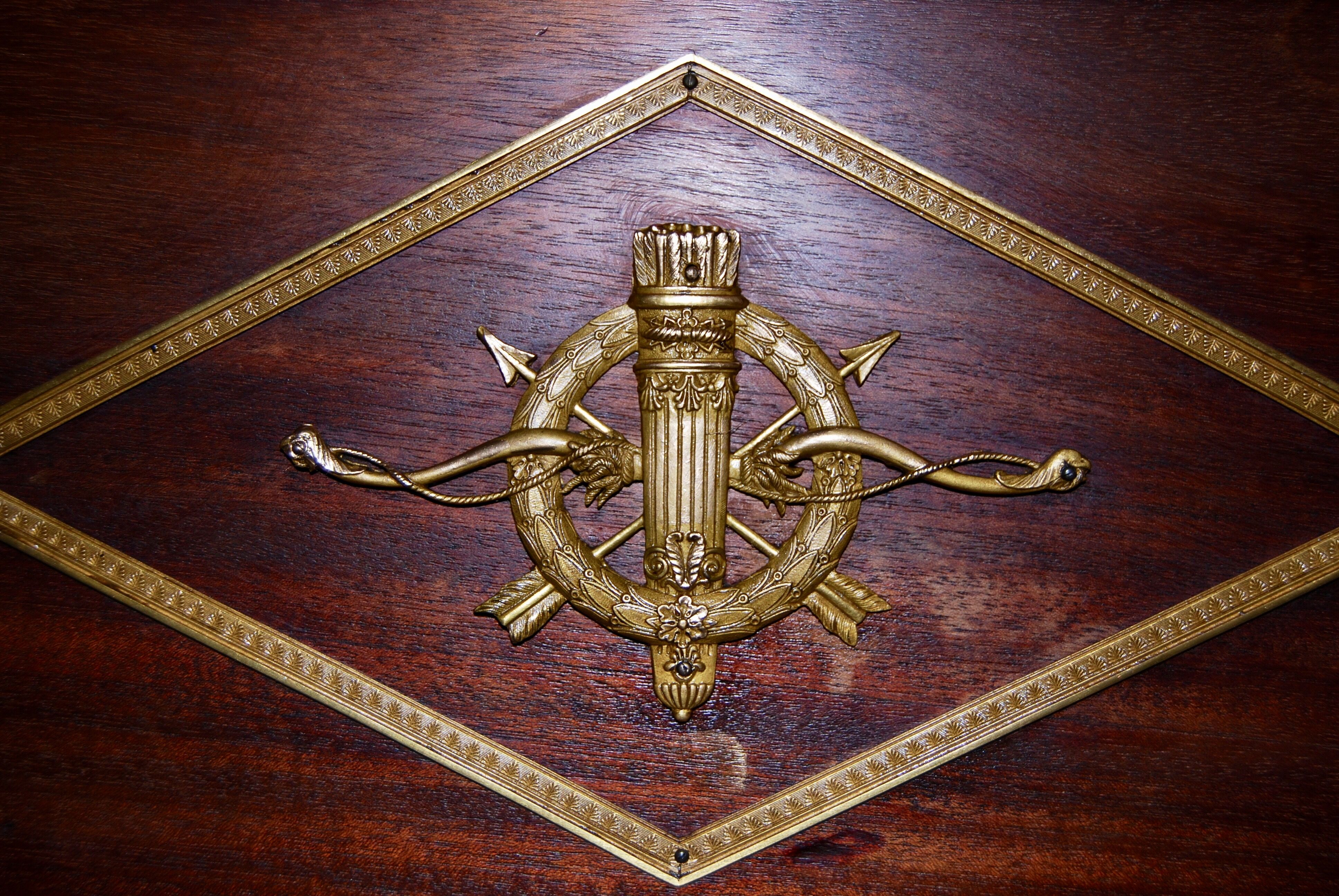 Large Empire library in solid mahogany, late nineteenth century