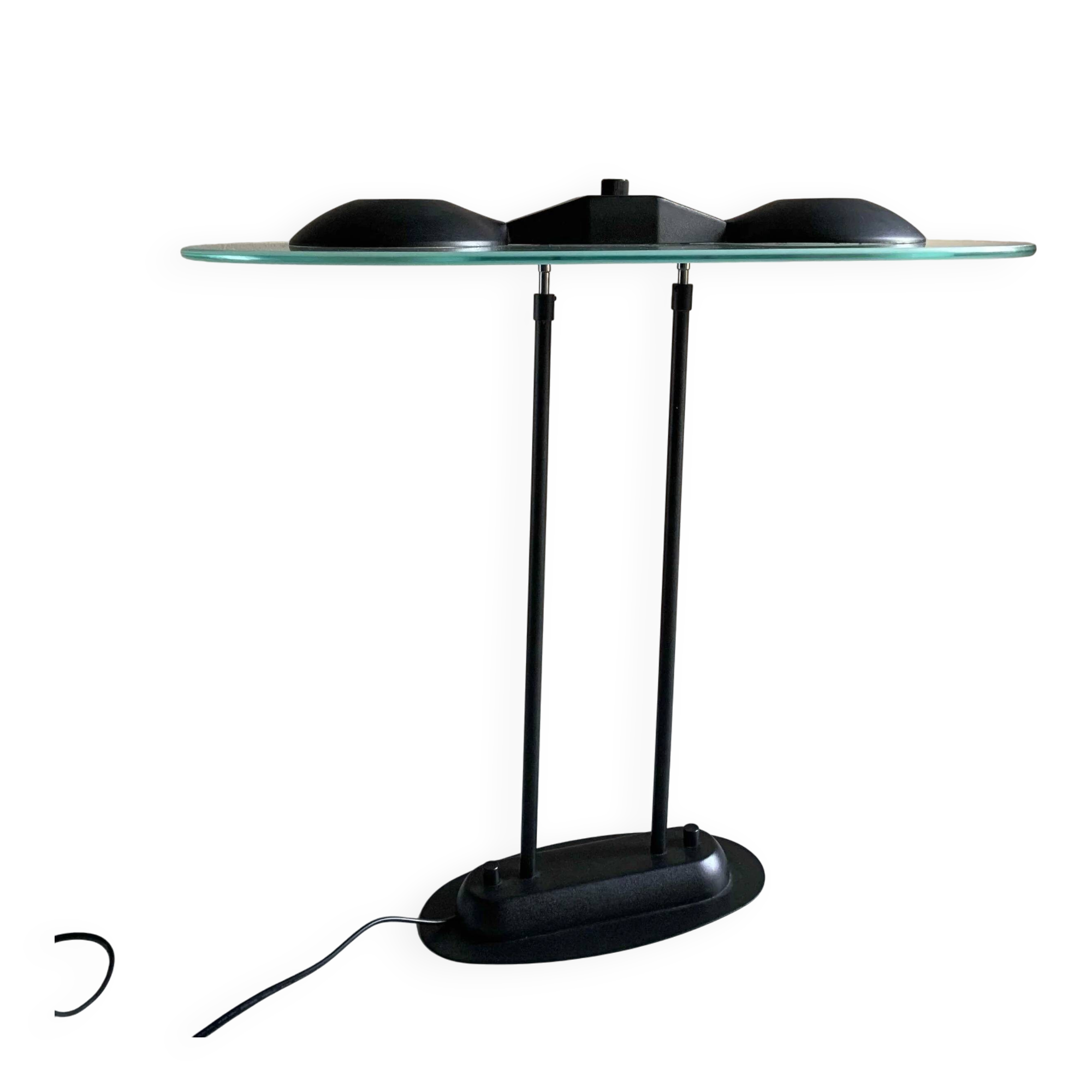 Plafonnier postmoderne en métal noir et verre | Années 1990