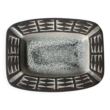 Danish Studio Geometric Charcoal Bowl From Frank Keramik, 1960s