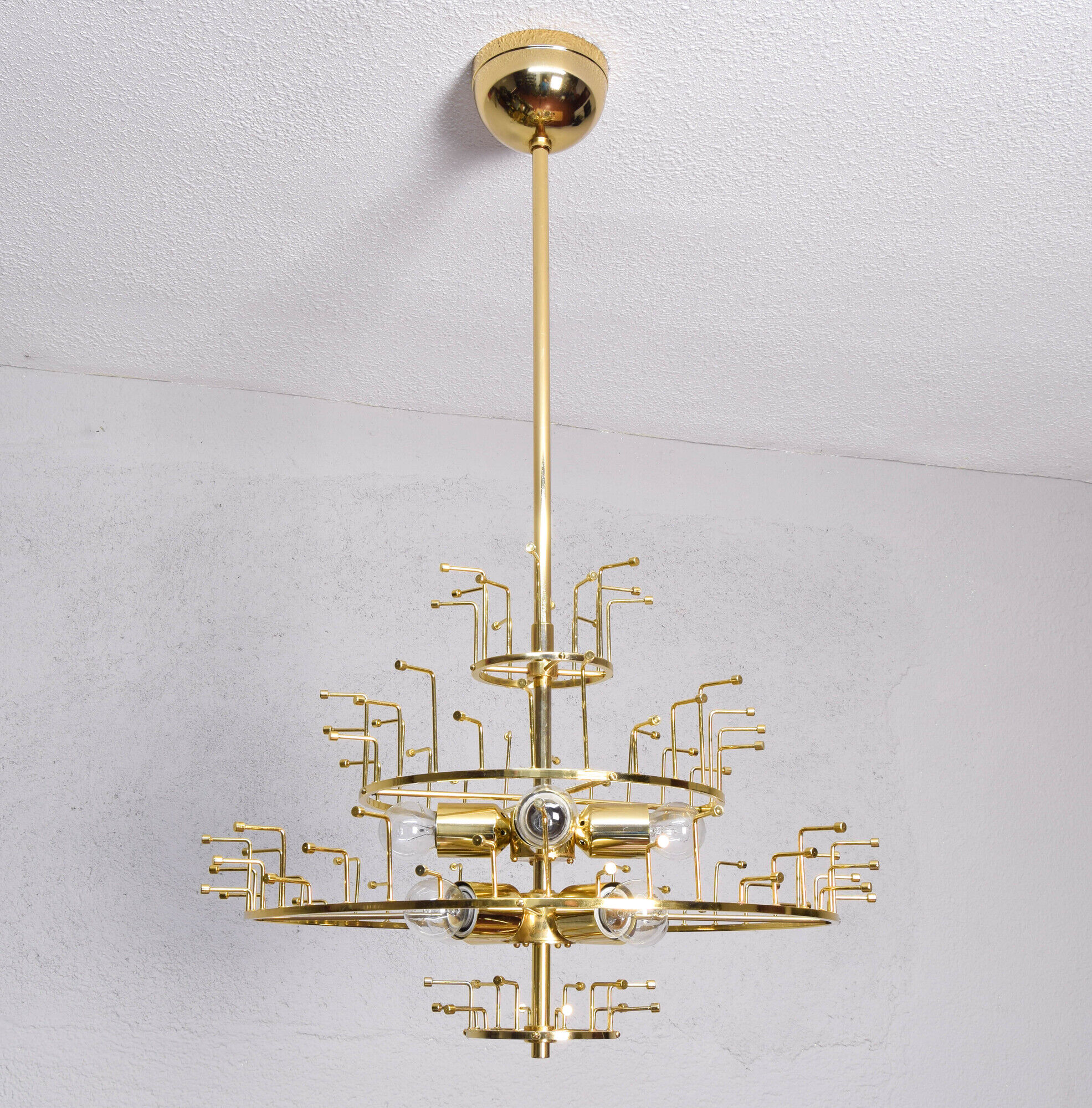 Large Venini Mid Century Italian Modern Triedri Murano Glass Chandelier