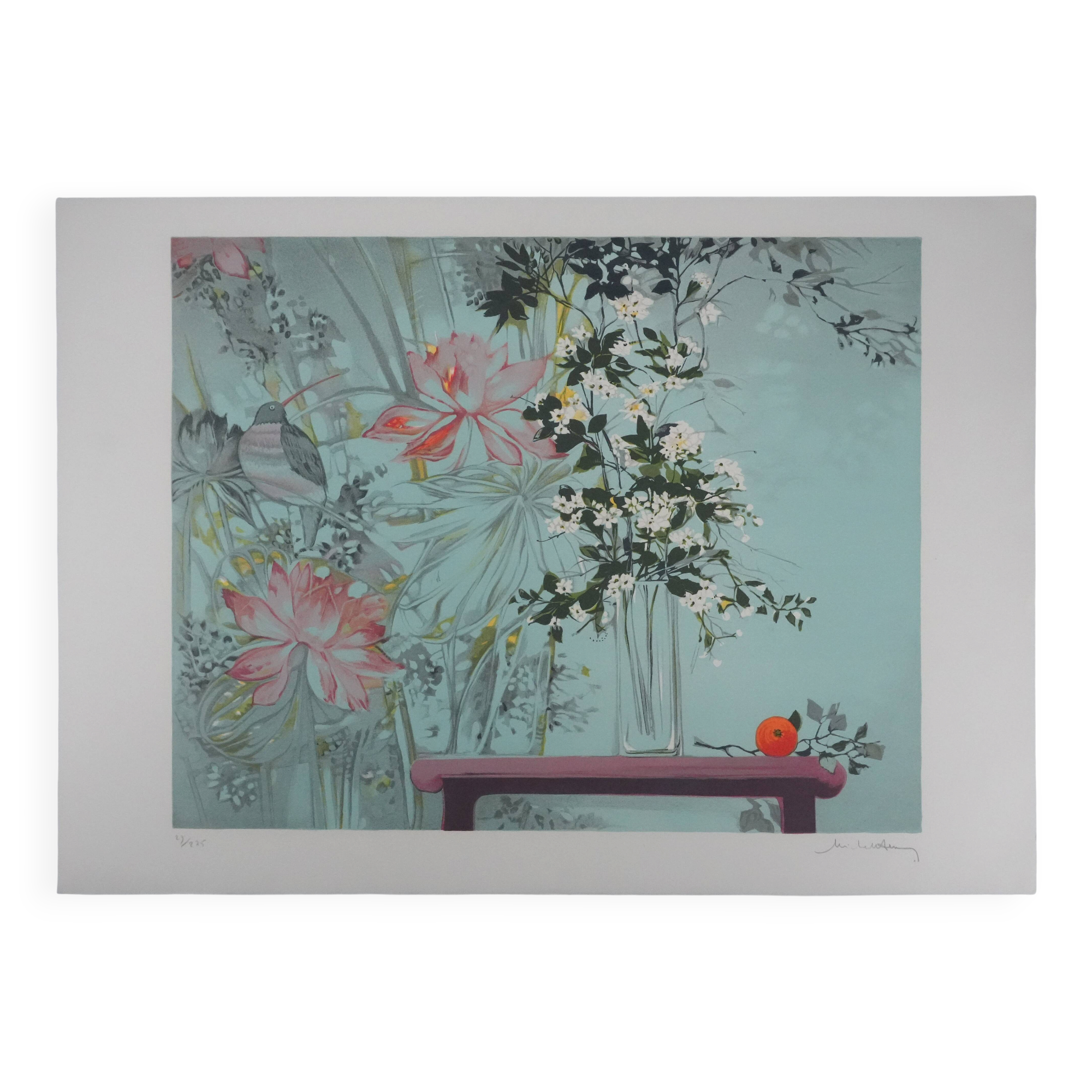 Michel henry: the flowers in the wind, signed original lithograph.