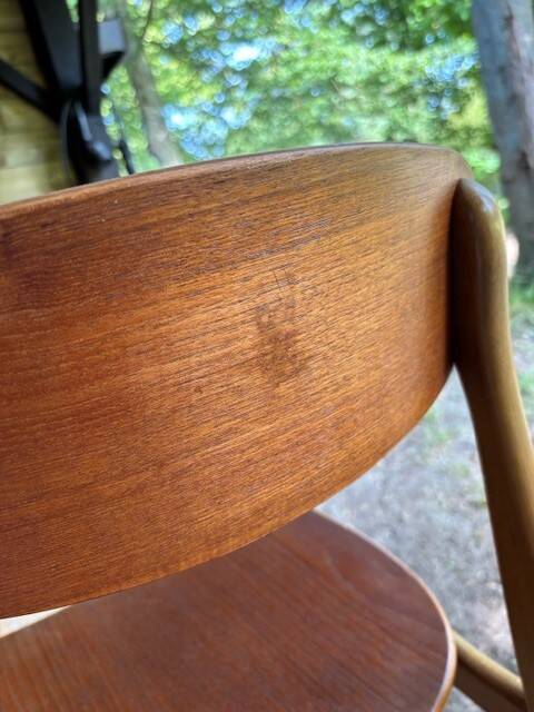 5 beech and teak chairs - Denmark 50s/60s