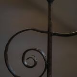 20th-century wrought iron floor lamp with swirling detail, Danish Art Deco.