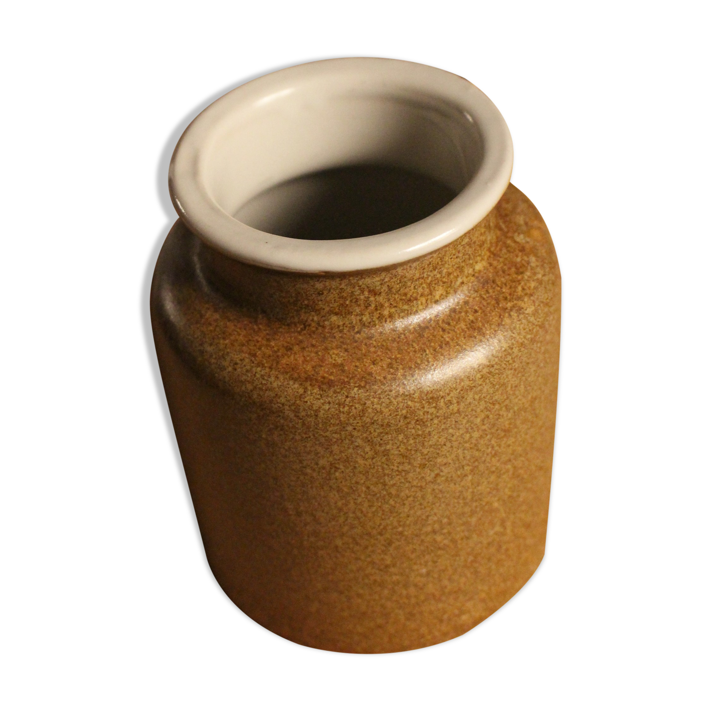 Mustard Pot Stoneware Brown Chiné Vintage Interior Varnished Gray
