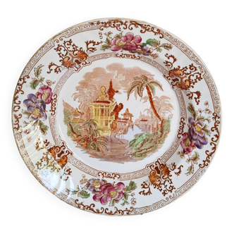 Longwy earthenware serving dish or soup plate, "Cyprus"