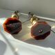 Pair of 2 Vintage Chic Articulated Brass Bakelite Amber Ball Lamps