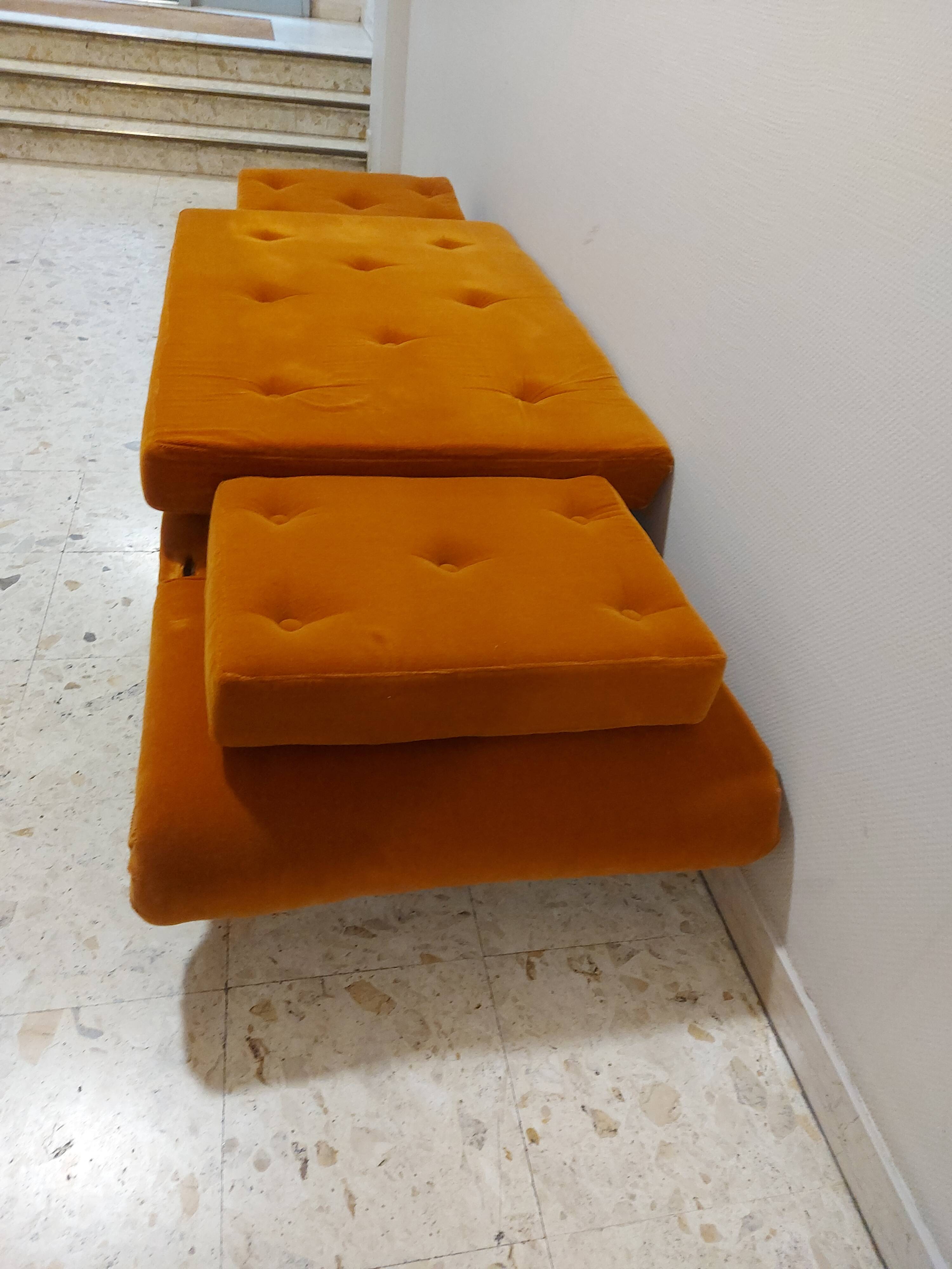 Sofa, daybed art deco, orange velvet