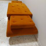 Sofa, daybed art deco, orange velvet