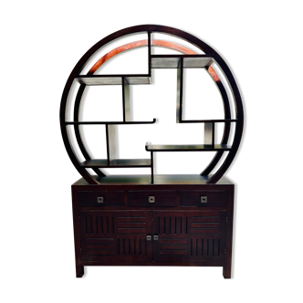 Round galay shelf on bahut sideboard