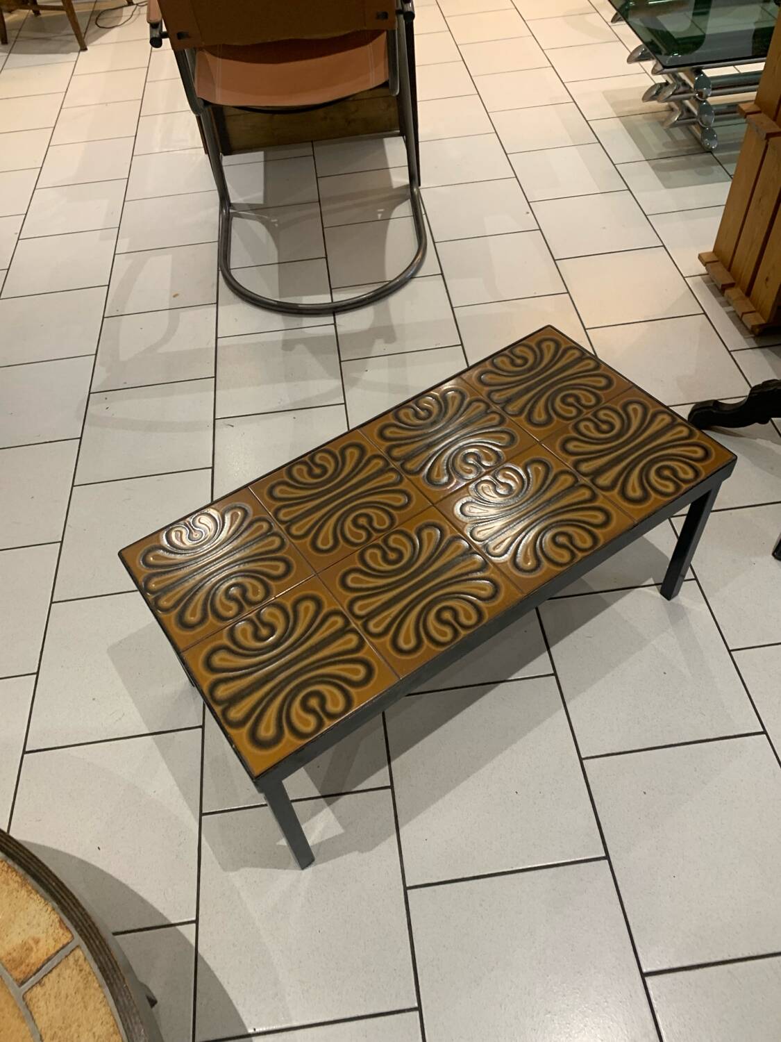 Table basse vintage ceramique circa 1970