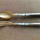 Service cutlery in horn, silver metal and wood in their box
