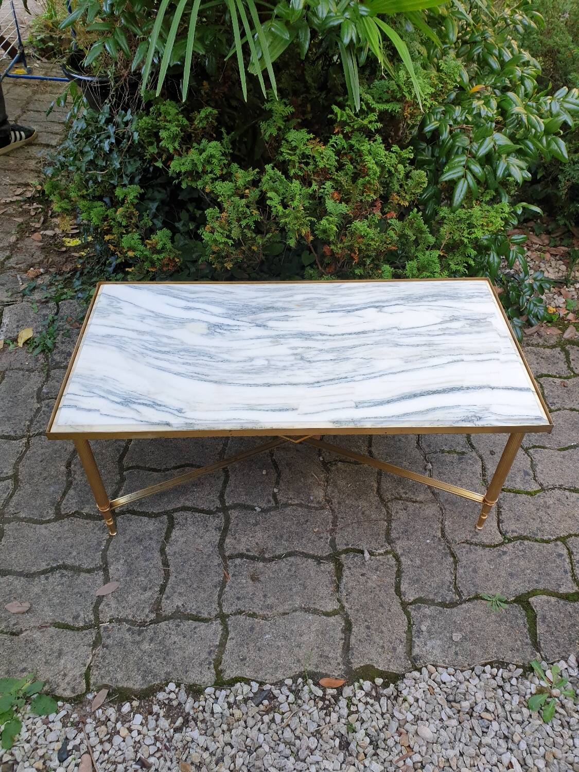 Marble and brass coffee table