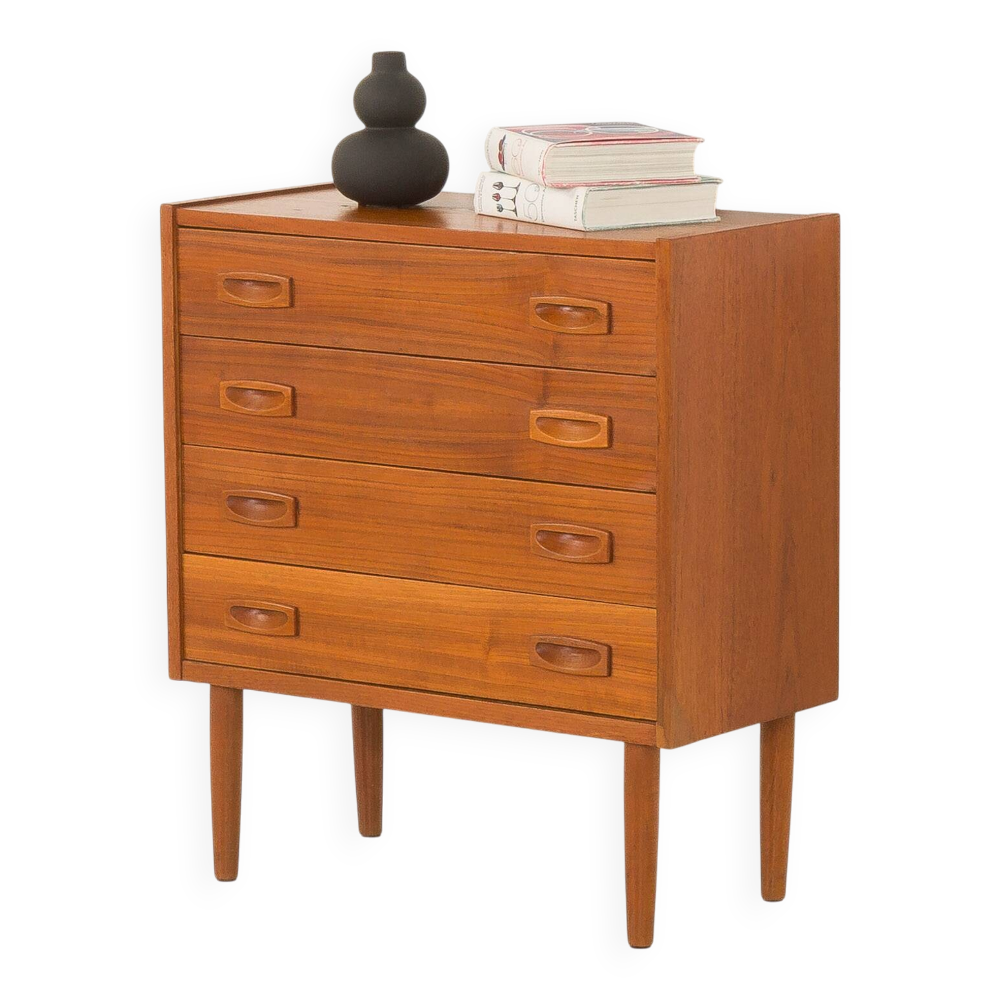 Petite commode en teck à 4 tiroirs, Danemark, années 1960