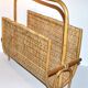 Vintage magazine holder in braided wicker and rattan