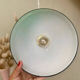 Vintage lampshade pendant light in green and white opaline