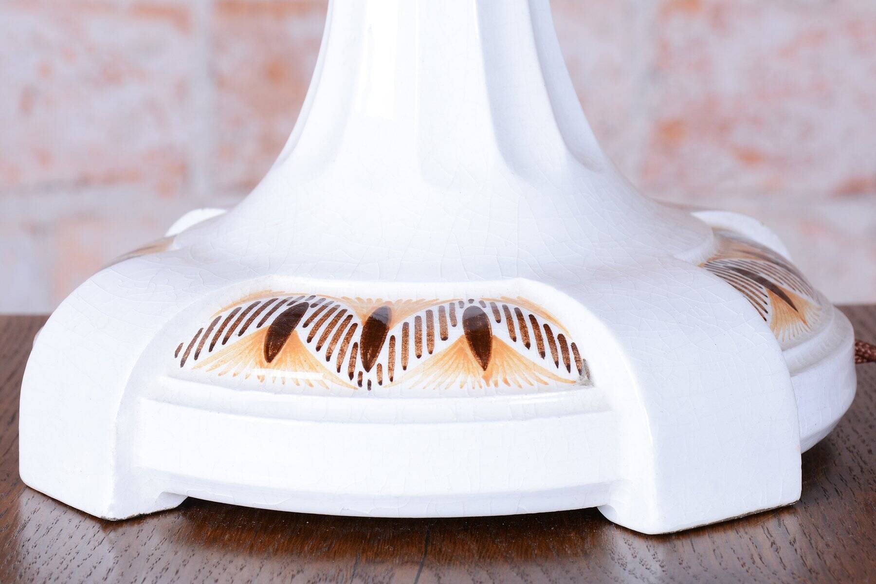 Art Deco Table Lamp in Ceramic and Textile Lampshade, Austria-Vienna, 1910s