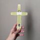 Jeanne Leveque ceramic crucifix, religious cross, wall decoration