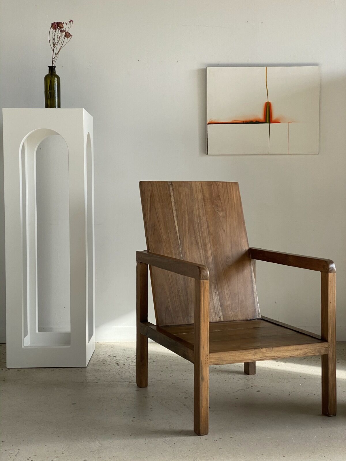 Armchair in natural wood (teak) minimalist design