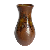 High potter's vase with flared neck with tachist enamel