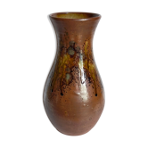 Vase de potier haut au col évasé à l'émail tachiste