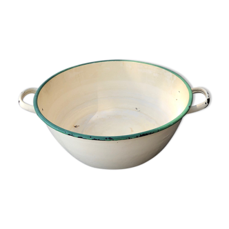 Large old enamelled basin