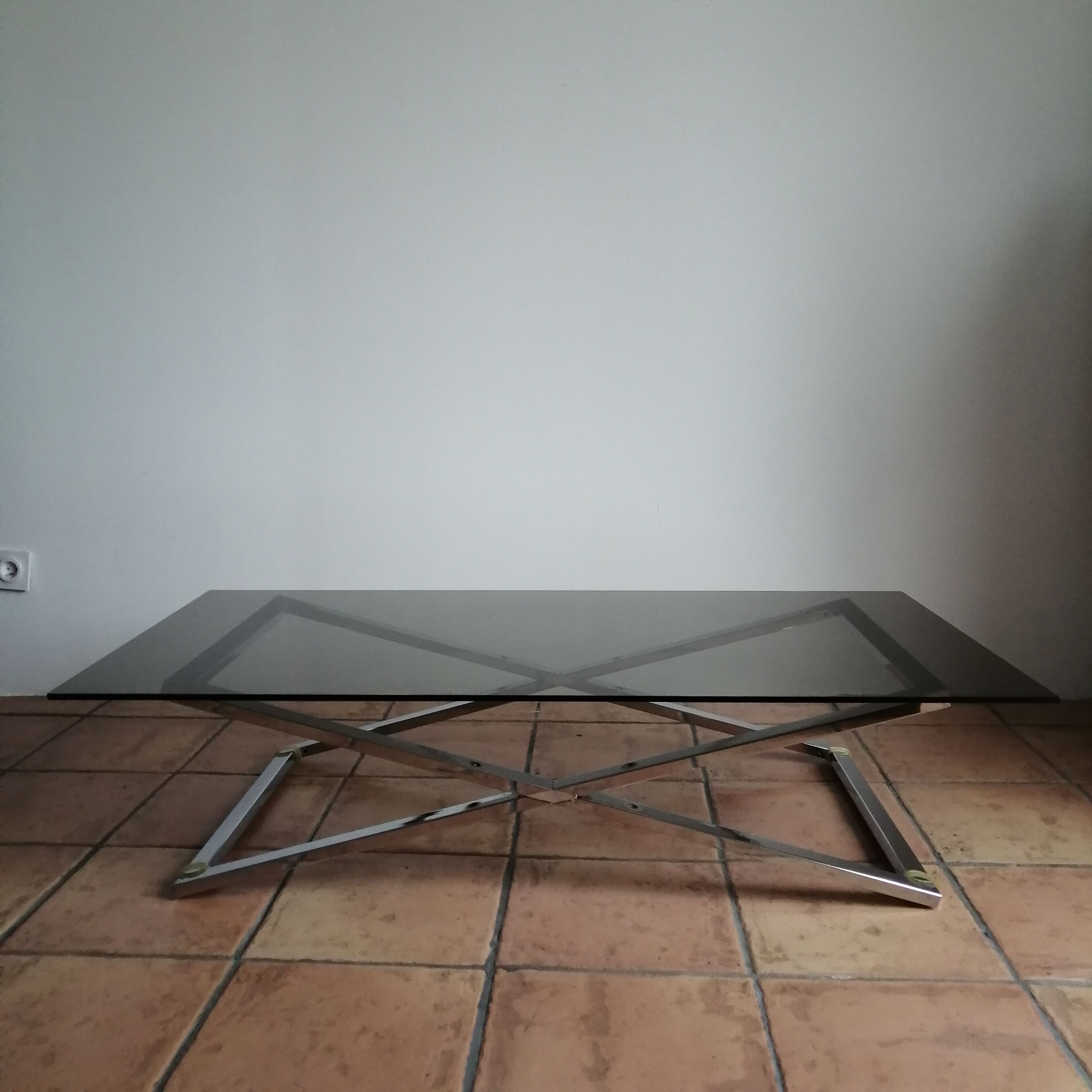 Coffee table smoked glass 70s