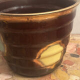 Vintage ribbed ceramic cache pot