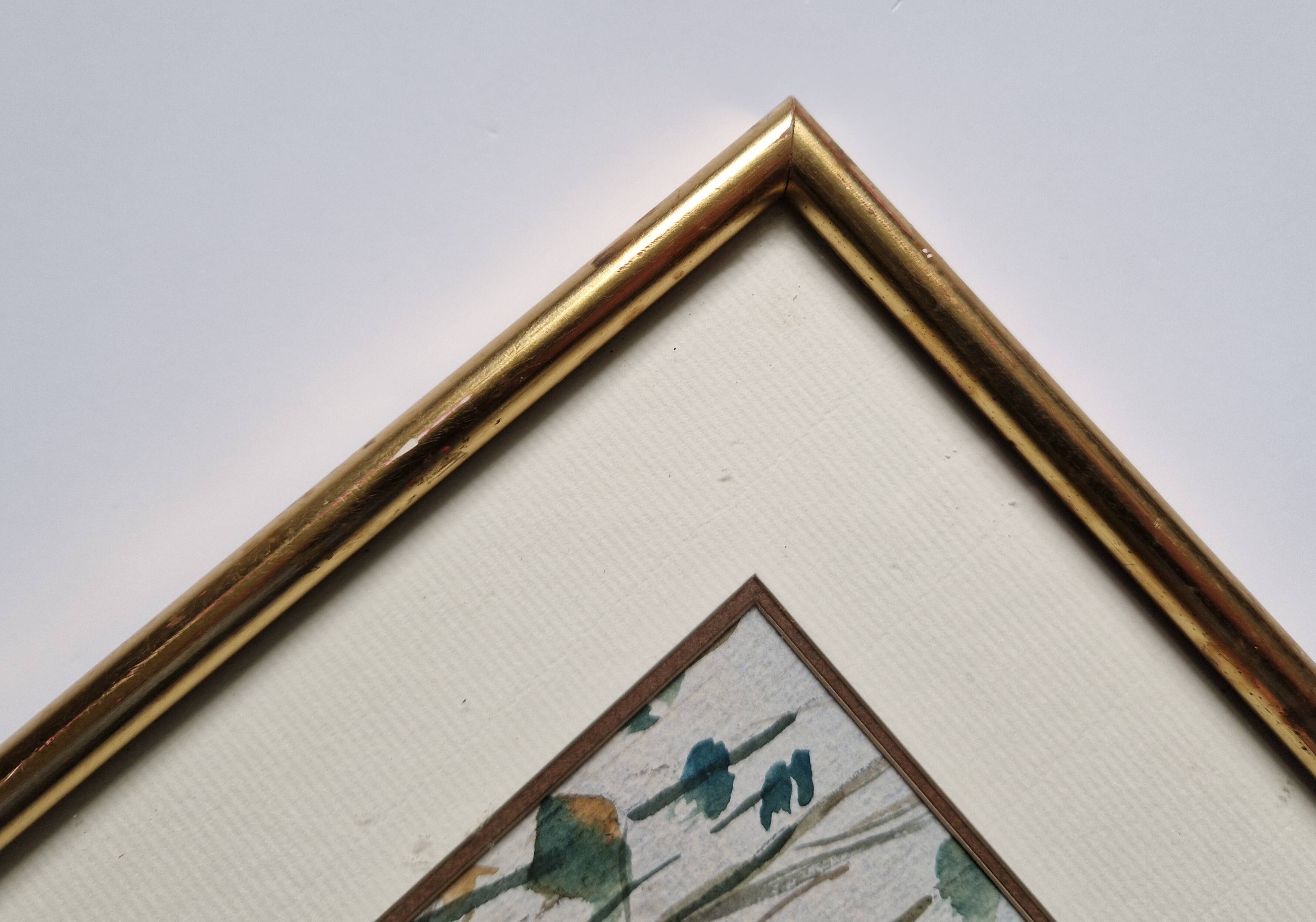 Framed gouache signed Marie Lys Ameil, circa 1960