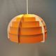 Hanging lamp made of plastic slats by Lars Schiøler for Hoyrup Lighting Denmark 1976.