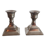 Pair of silver metal candlesticks