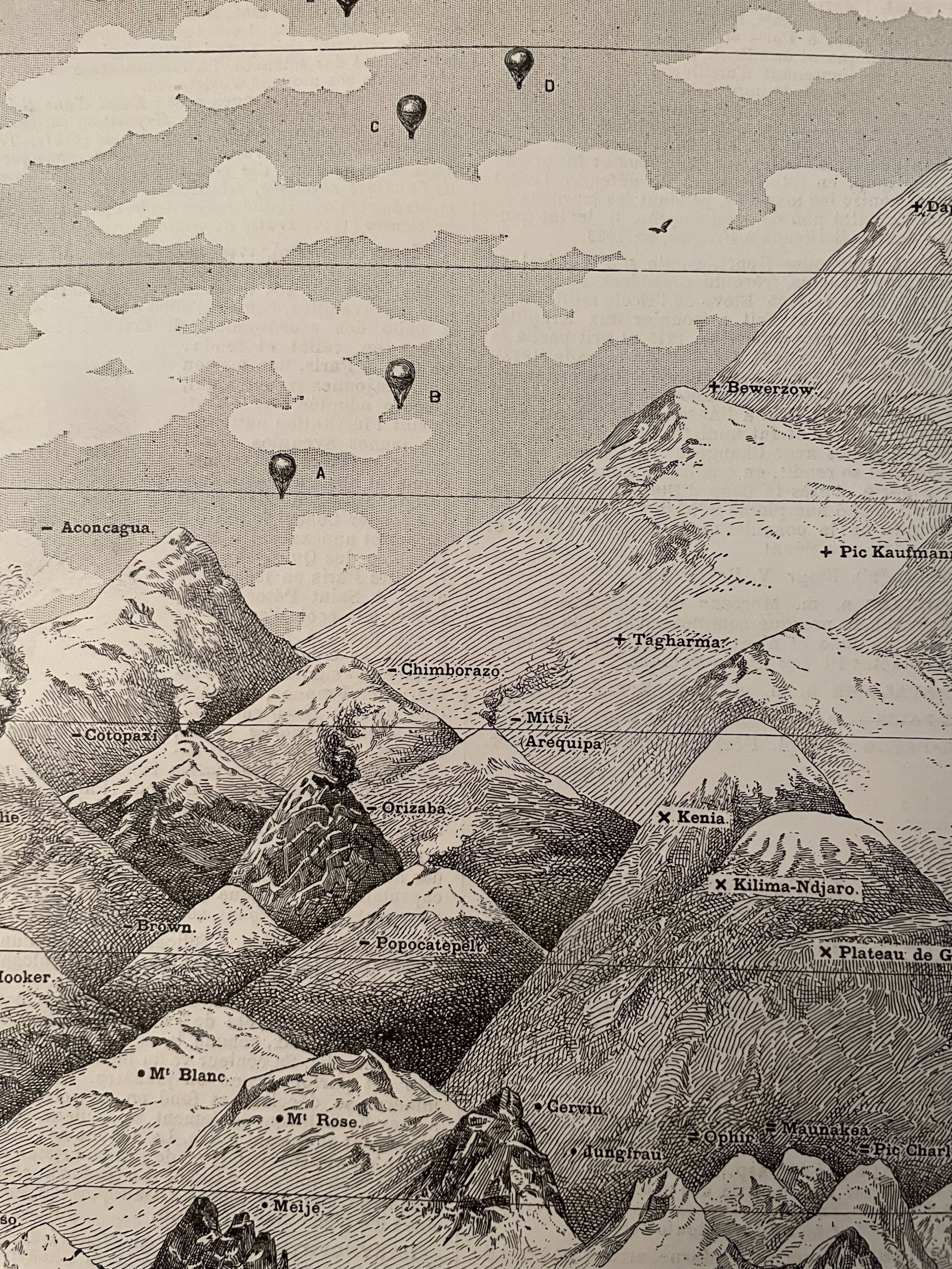 Lithograph engraving on the mountain of 1897